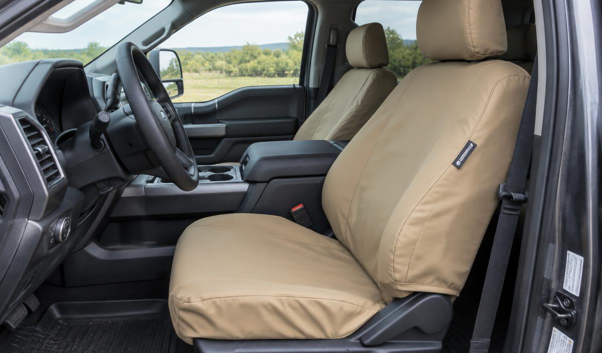 Waterproof seat covers in a truck cabin